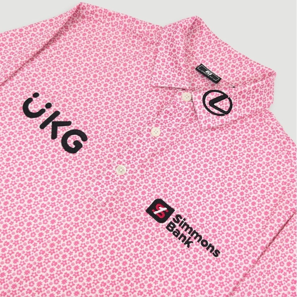 FootJoy x Will Zalatoris Tour Issued Floral Tour Lisle Golf Polo Mens Small Pink
